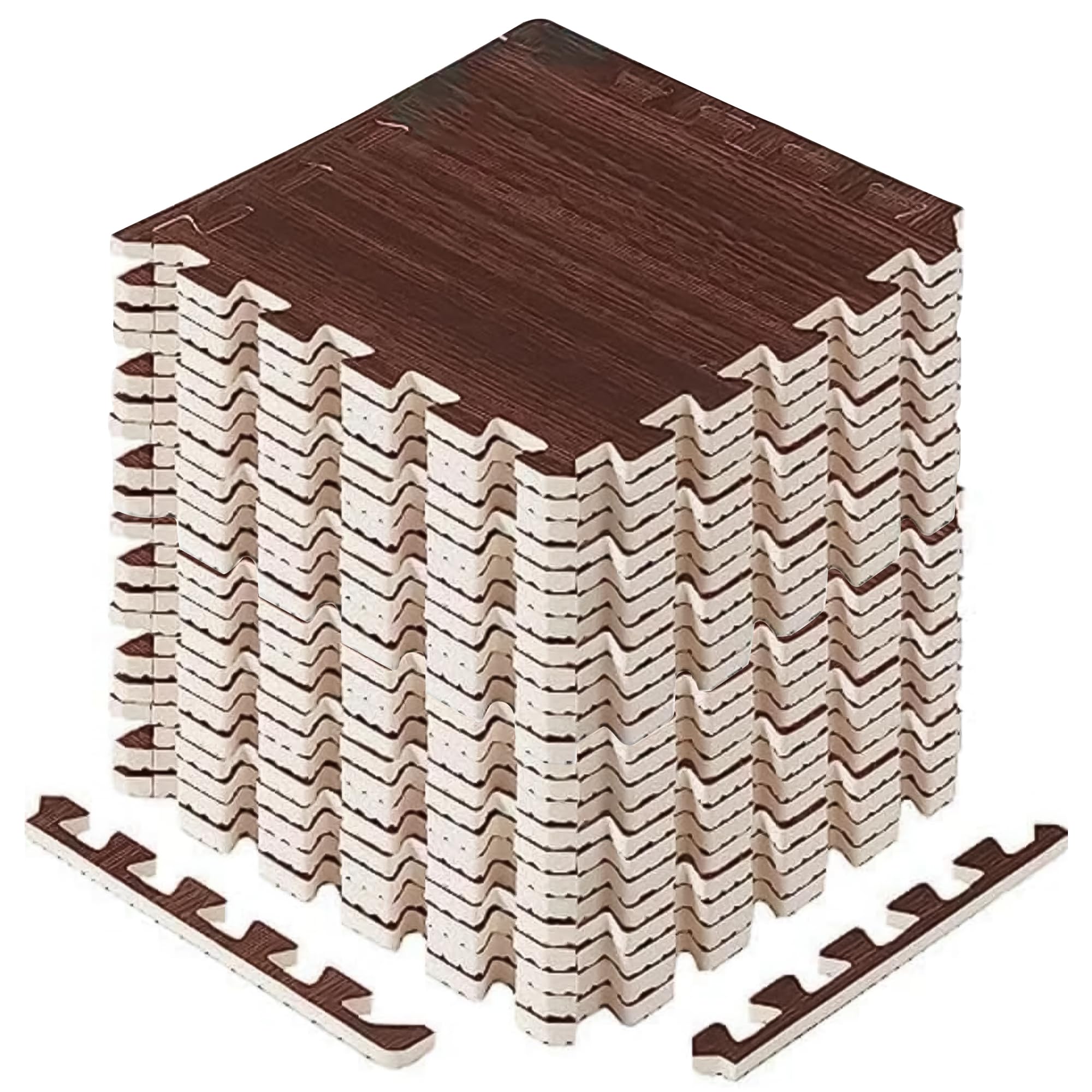 Yes4All EVA Interlocking Mats, Puzzle Floor Tiles, Foam Floor Padding with Border for Furniture, Home Space, Living Room, Garage 11,22,32 SQFT