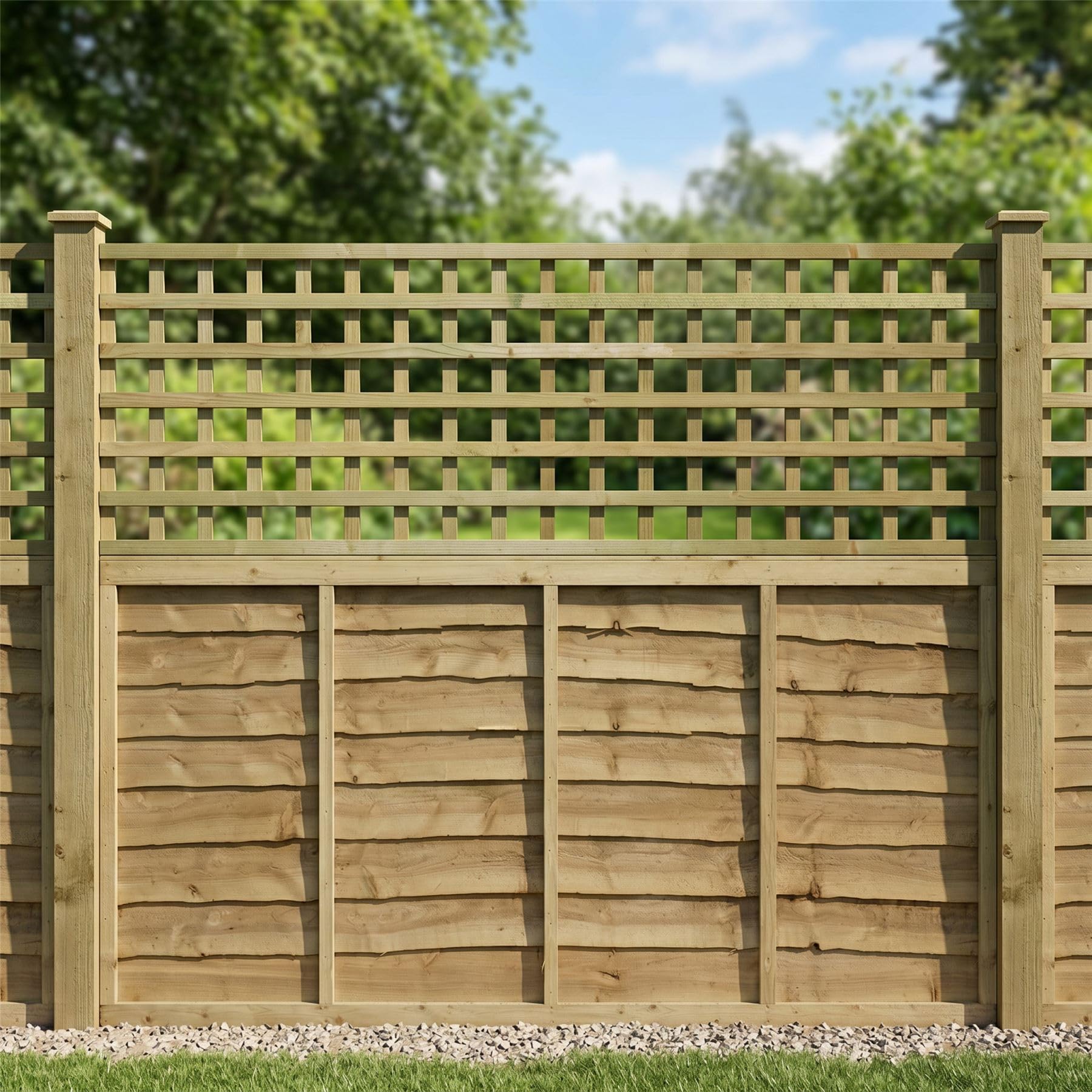 Fence Trellis Topper, 6ft x 2ft Privacy Square Top Wooden Panel (3 Pack)