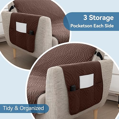 Miniatura 6 de Deep Dream Fundas 100% impermeables para sofá, fundas acolchadas antideslizantes para sofá de 3 cojines, funda de sofá para perros, funda lavable,