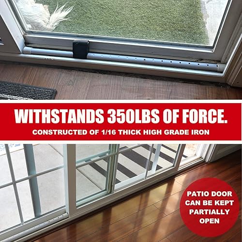 Miniatura 6 de SECURITYMAN Barra de seguridad para puerta 2 en 1 con alarma y tope de puerta corrediza con sirena fuerte de 120 db, hierro resistente clasificado