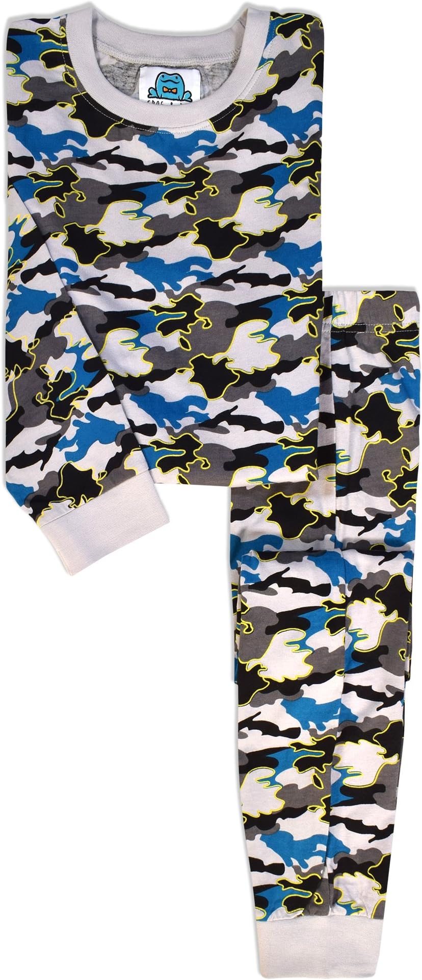 Frog and Bow Boys Camouflage Pyjamas - Boys Cotton Pyjamas - Childrens Long Sleeve PJS - Kids PJS Boys - Kids Camo PJS