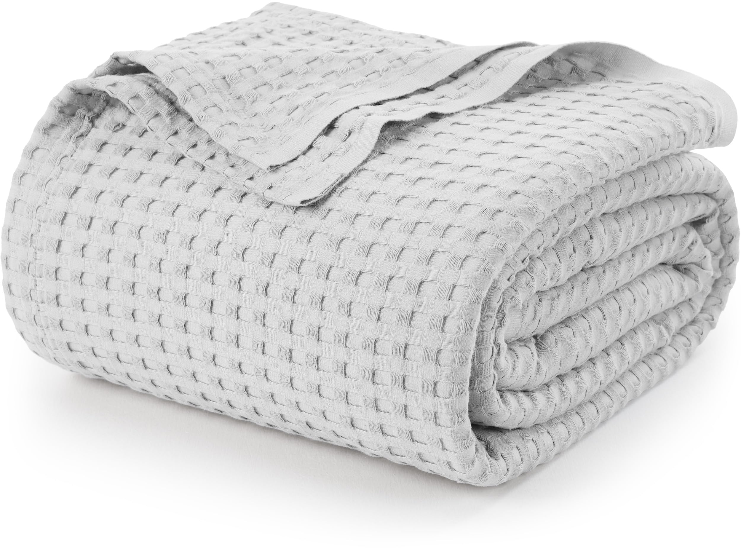 Utopia Bedding Silver 100% Cotton Waffle Blanket 300 GSM [King - 90x108 Inch] Soft Lightweight Breathable Bed Blanket for All Season