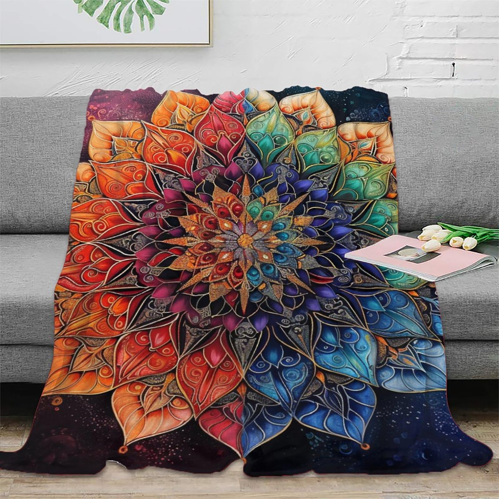 DHBANEIOK Bohemia Theme Blanket 3D Design Bed Blanket Bedding Decorative Super Soft Warm Bed Blanket for Bed Couch Blanket 80x90inch(200x230cm)