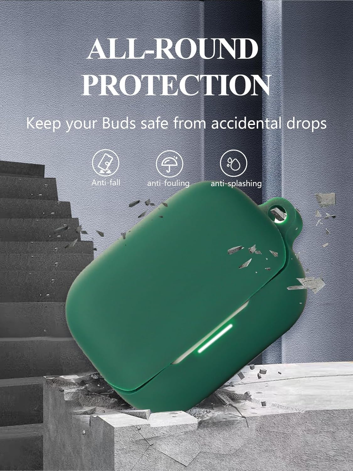 Case for Soundcore by Anker K20i Earbuds, Soft Silicone Protective Portable Scratch Shock Resistant Shell with Cleaner Kit & Carabiner & Lanyard,Green - Image 5