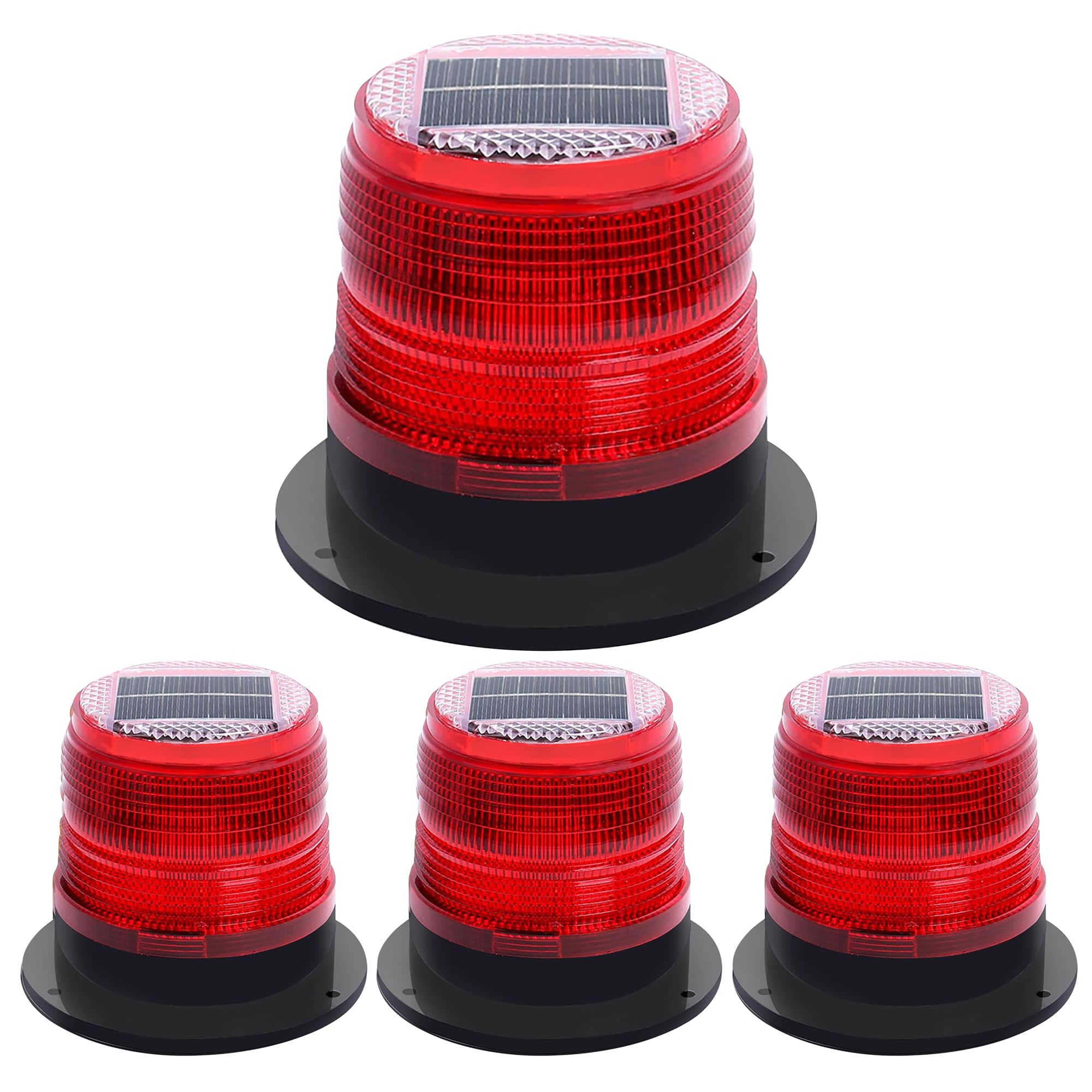 Solar Strobe Warning Light: Strong Magnetic Base Waterproof Traffic Light,Solar Safety Flashing LED Lamp for Construction, Traffic, Factory, Safety Sign, Crane Tower, Boat Navigation (Red)