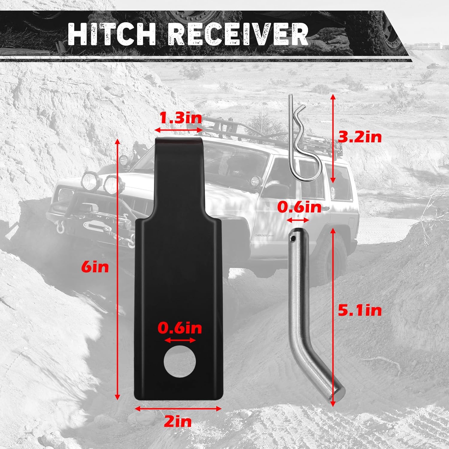 Offroad Recovery Kit, 3" x 30 ft Tow Recovery Strap, 1pcs Hitch Receiver, 2pcs 3/4" D-Ring Shackles with Storage Bag for Truck Jeep SUV ATV