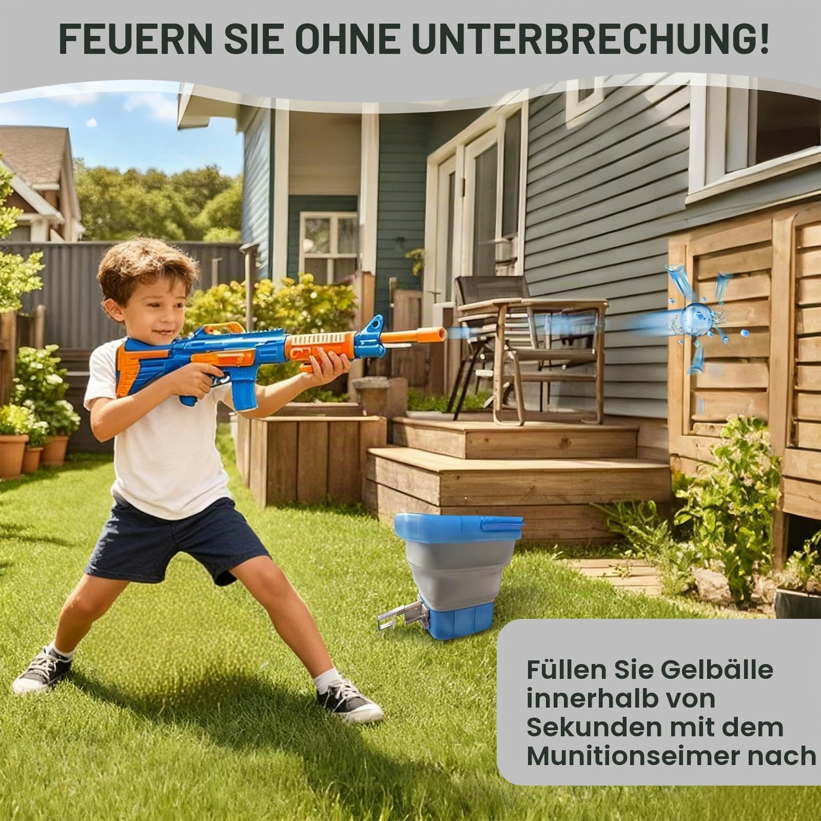 Gel Blaster Zubehör für Munition aus Gel, 10000 Stück, faltbar mit Filter, Aufbewahrung für Outdoor-Spiele
