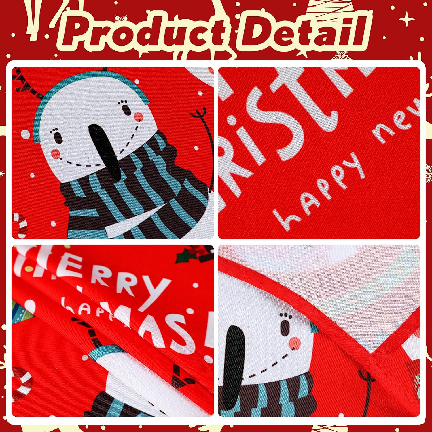 Vabean 4 Pcs Christmas Cooking Aprons Adjustable,Small,Snowman, Snata, Elk image 5