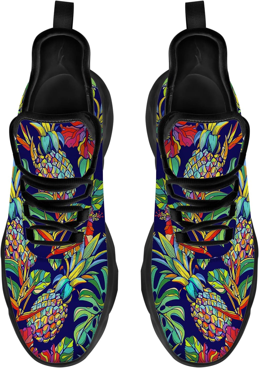 Ciadoon Pineapple Shoes for Women Men Road Running Athletic Walking Tennis Lightweight Sneakers Summer Tropical Shoes Gifts for Him Her