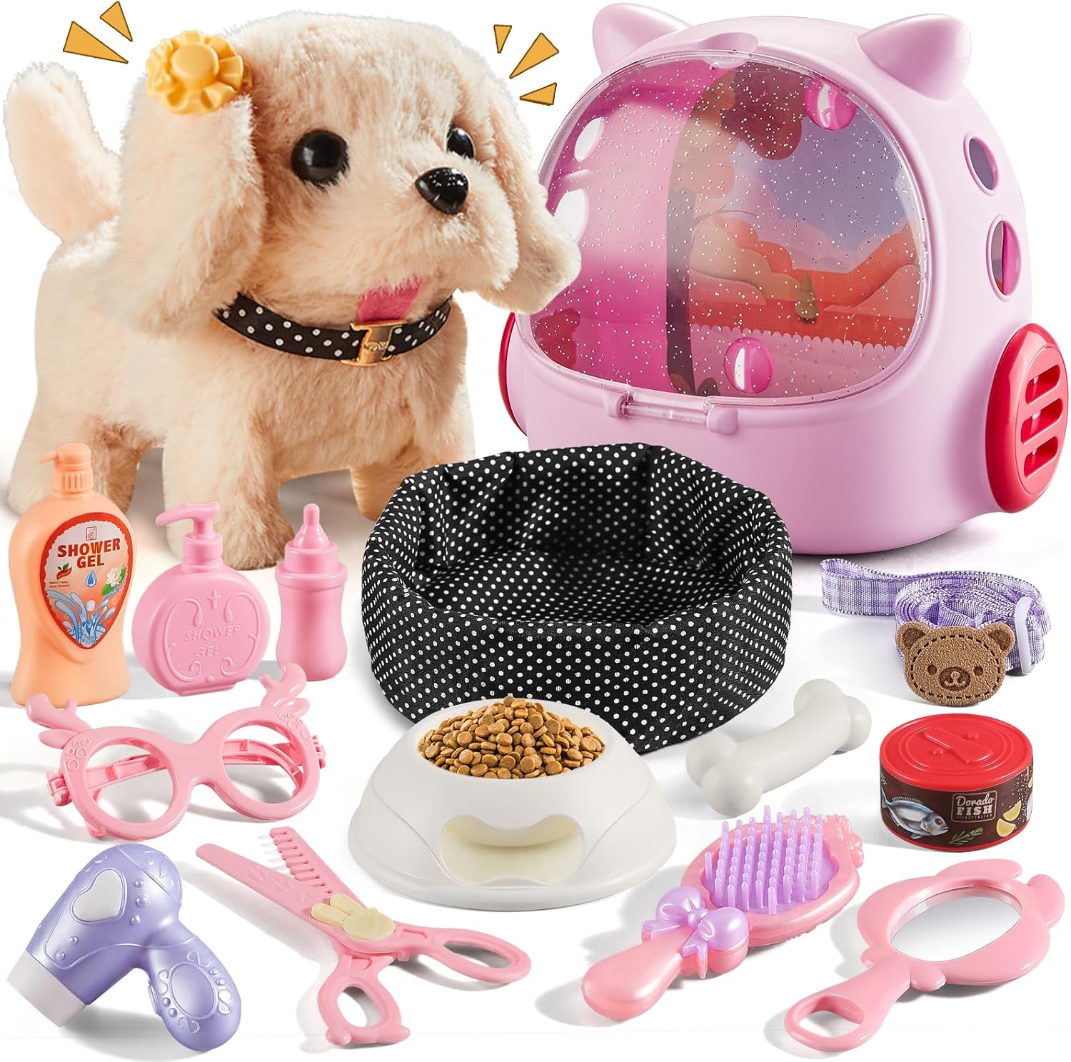 Vanvimen 16 Pcs Robot Dog Toys for Girls, Toys for 3 4 5 6 7 8 Year Old Girls Kids Boys, Realistic Robot Puppy Toy for 5-7 6-8, Ideas Birthday Gifts for Girl 3 4 5 6 Year Old