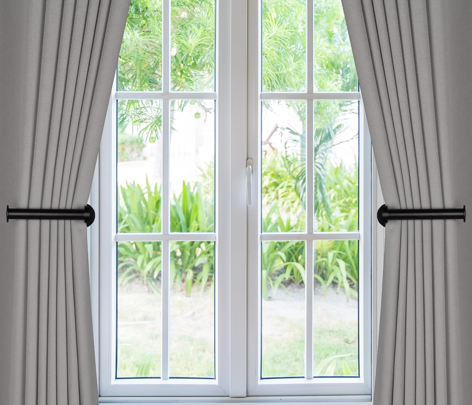 Groleca 2 Pack Adhesive Curtain Holdbacks No Drill Curtain Tiebacks, Black