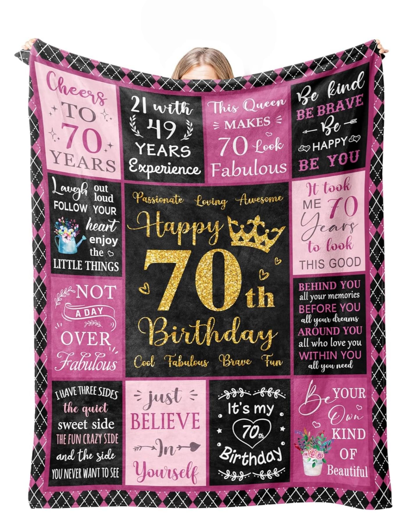 Cadeau d'anniversaire pour femme 70 ans - Couverture souvenir Happy 70yr