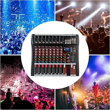 Pro 8 Channel Bluetooth Studio Audio Mixer Live Sound Mixing Console with USB