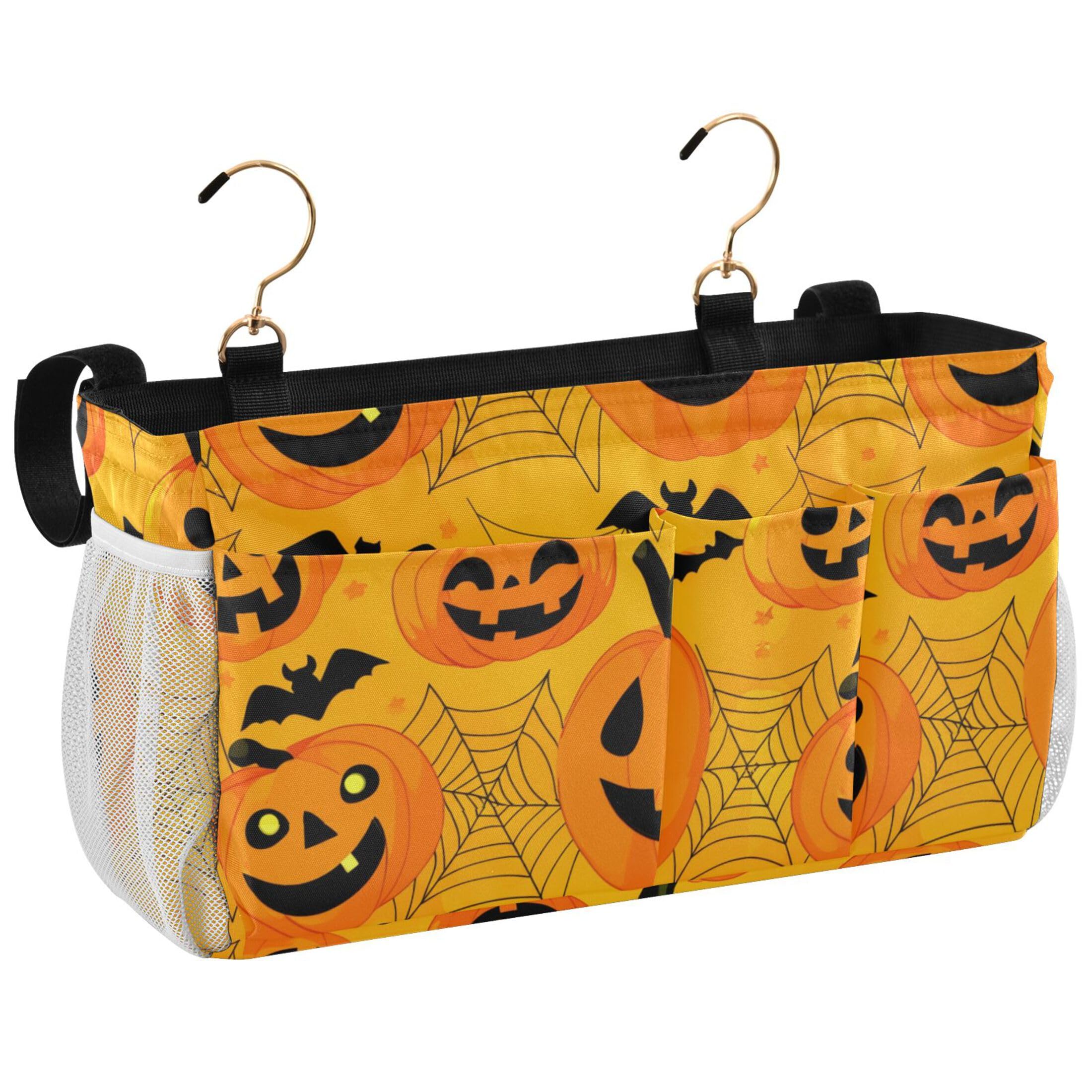 Burbuja Happy Halloween Pumpkins Bedside Caddy Hanging Storage Organizer with 2 Straps and Hooks for Home College Dorm Bunk Bed Hospital Bed Crib