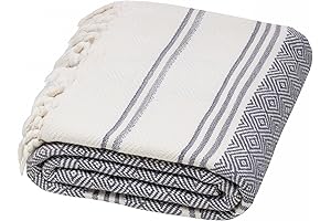 Teema Pino Organic Turkish Cotton Beach Towel & Blanket, Pre-washed, Diamond Weave