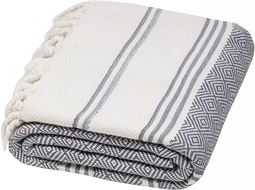 DEMMEX - Toalla de algodón turco con certificado 100% orgánico y tinte orgánico, prelavada, diseño de diamantes, para baño, playa, piscina, spa,