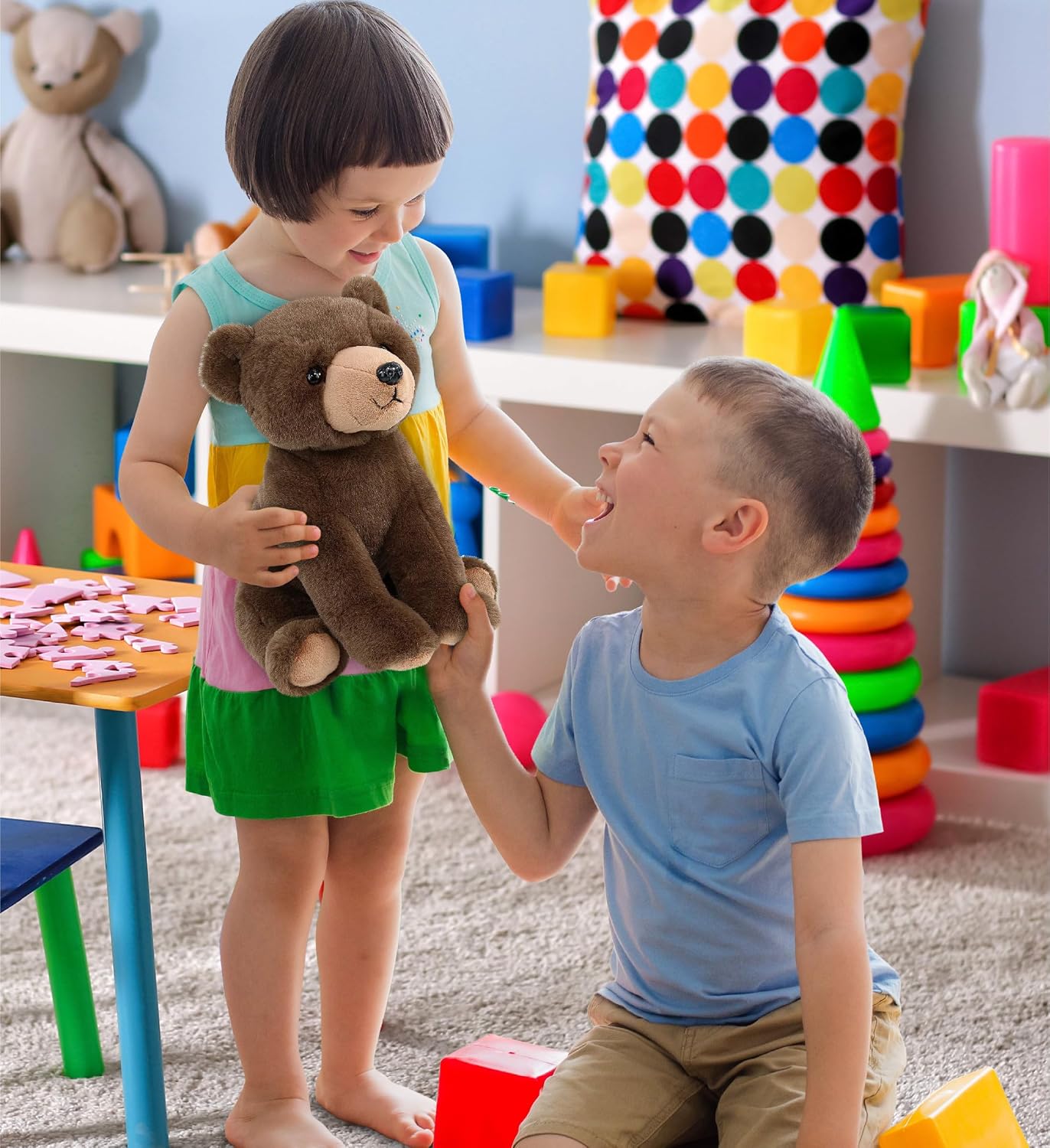 DolliBu Floppy Grizzly Bear Bear Stuffed Animal - Soft Huggable Grizzly Bear, Adorable Playtime Bear Plush Toy, Wild Life Cuddle Gifts, Super Soft Plush Doll Animal Toy for Kids and Adults - 9 Inches