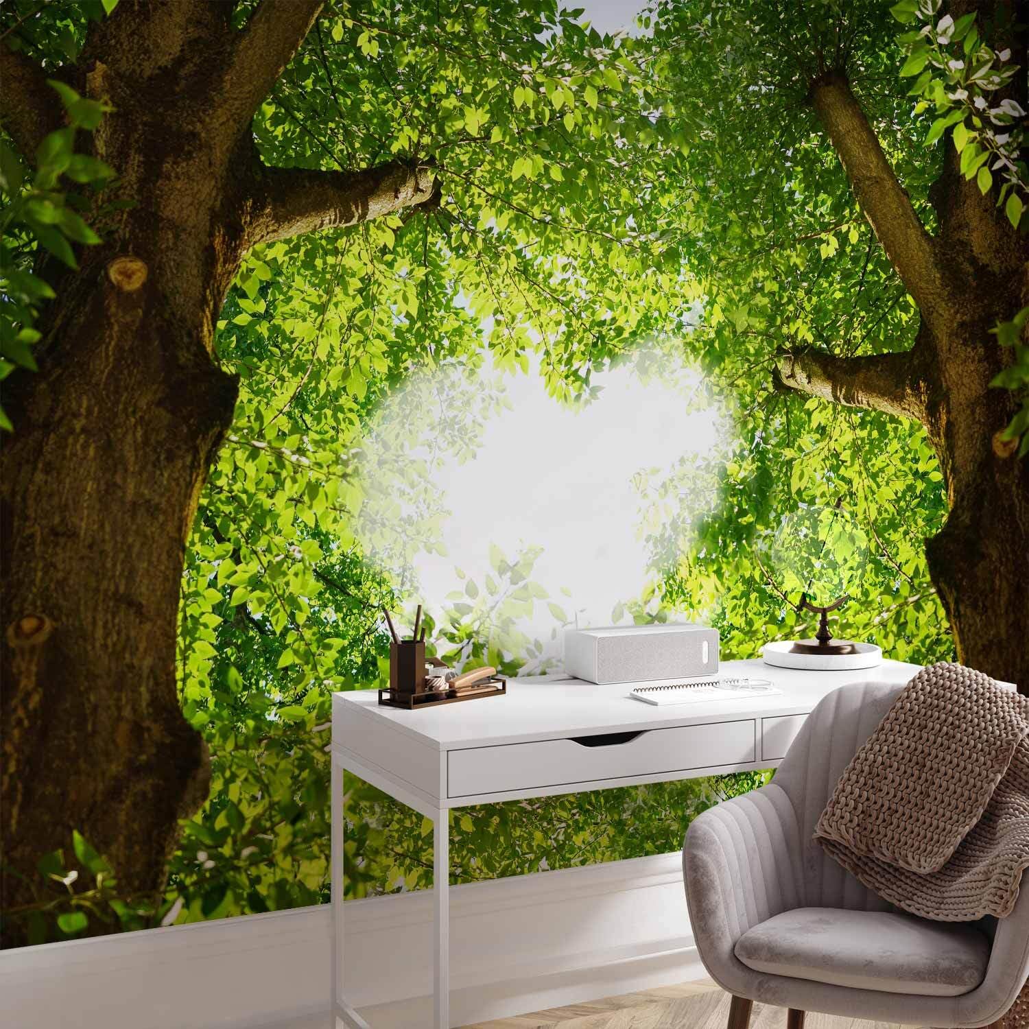 decomonkey Fotomural Bosque Naturalezaal Árbol Corazón 150x105 cm