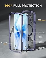 Vista 482 de Miracase Funda magnética para iPhone 14 de 6.1 pulgadas, protector de pantalla de vidrio templado integrado + protector de lente, compatible