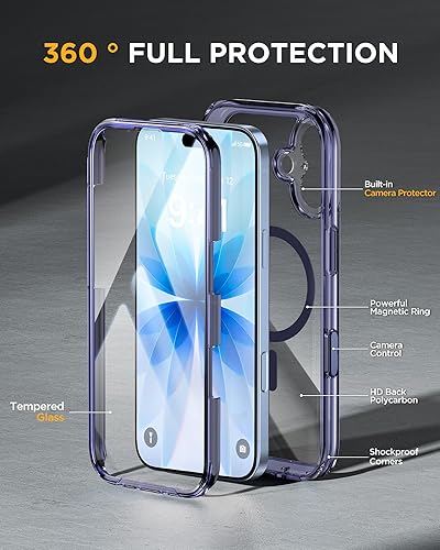 Miniatura 334 de Miracase Glass Series - Funda magnética para iPhone 15, compatible con MagSafe, de cuerpo completo, protector de pantalla de vidrio 9H integrado