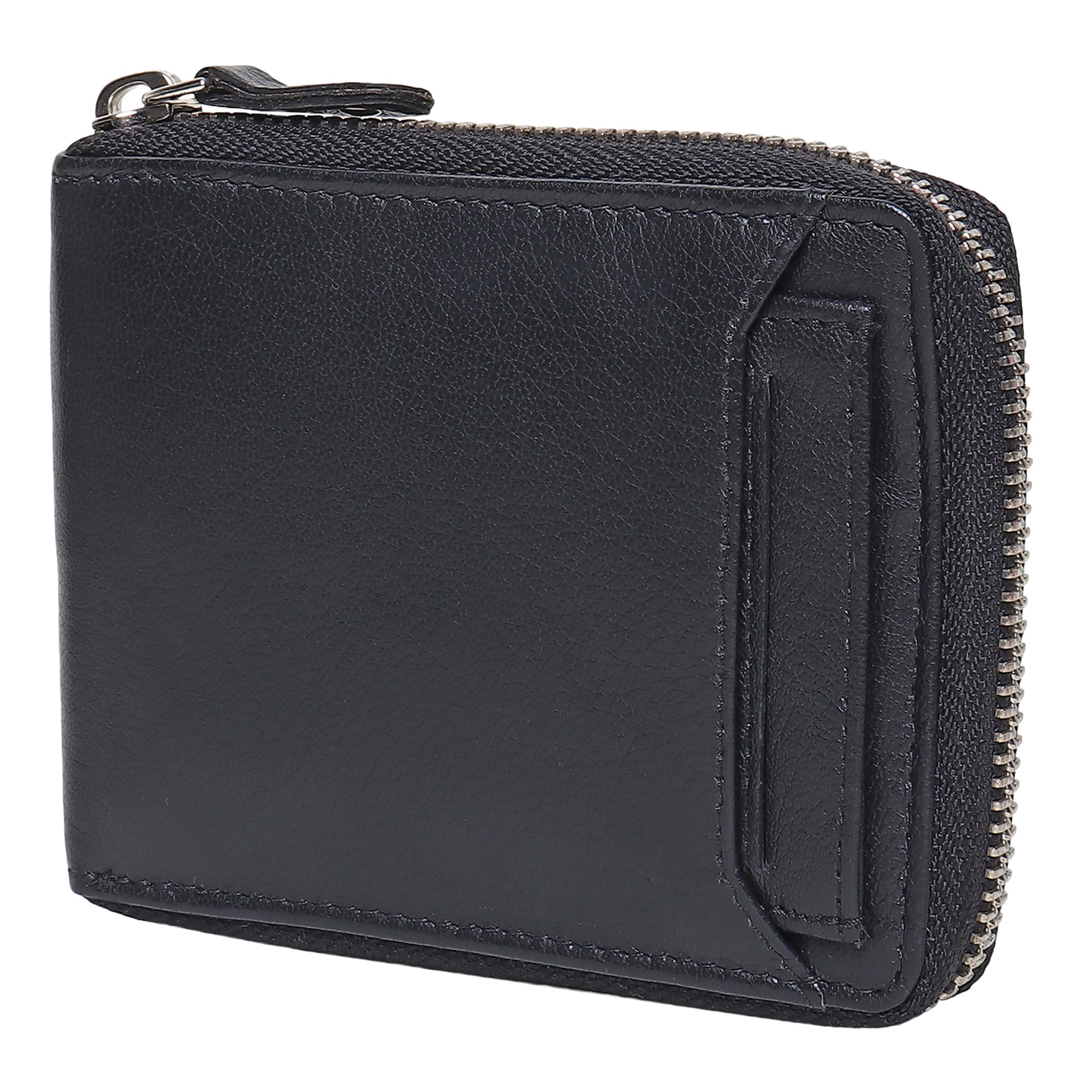 KM Men Genuine Leather Wallet with RFID Hacking Technology with Full Zipper Extra crads Option (Black)-image-18