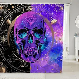 Erosebridal Sugar Skull Shower Curtain Set Goth Skeleton Bath Curtain 72