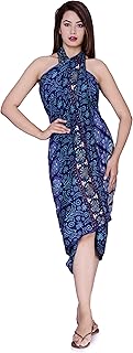 handicraft-palace Women's Rayon Swimwear Floral Cover Up Sarong Pareo Wrap Sexy Bikini Cover up Cruise Wear Clothing Sarong Beach Wear Sarong (RWS-2, Blue, Free Size)-picture-12