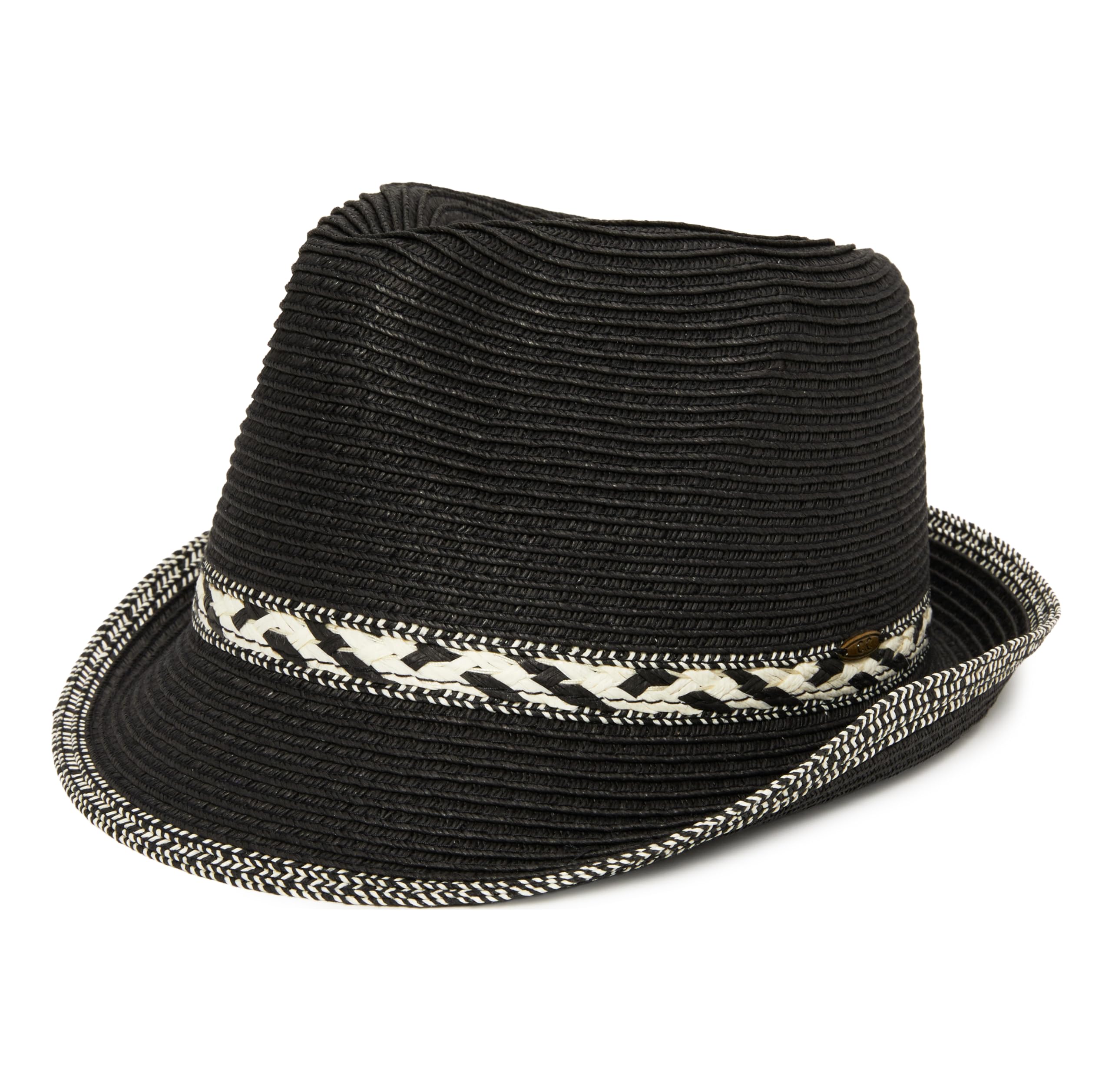 Funky Junque UPF50+ Womens Adjustable Multicolor Woven Pattern Short Brim Fedora Hat