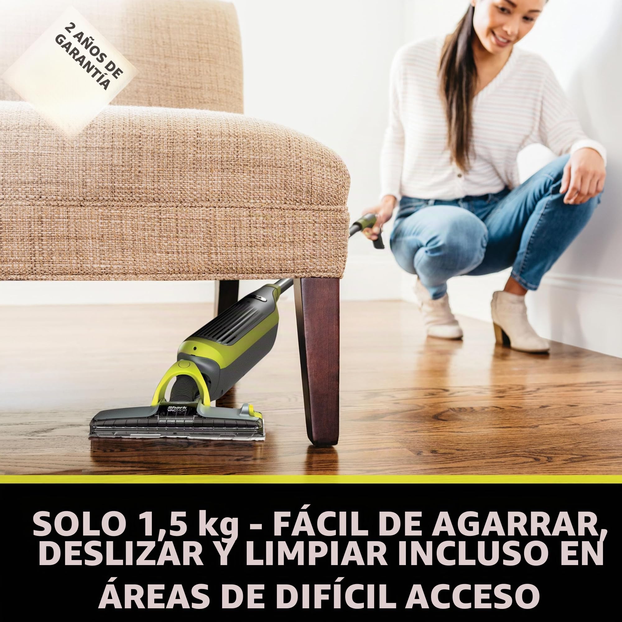 Shark VacMop 2 en 1, Aspiradora y Mopa sin Cable con Spray, Gris Antracita | Para Suelos Duros, 4 Almohadillas Desechables, Solución de Limpieza de 355 Ml, Ligera 1,5 Kg, sin Mantenimiento, VM200EU