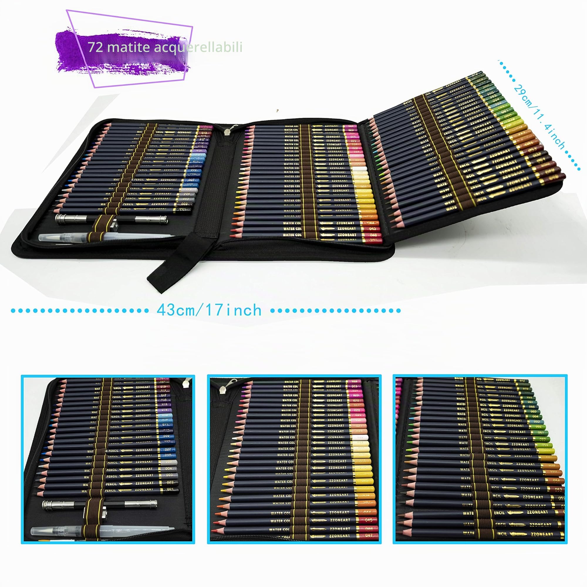 72 Matite Colorate Acquerellabili, di Disegno Artistico, Kit per schizzo e disegno,per sovrapposizioni, sfumature e ombreggiature,migliore regalo per studenti e artisti