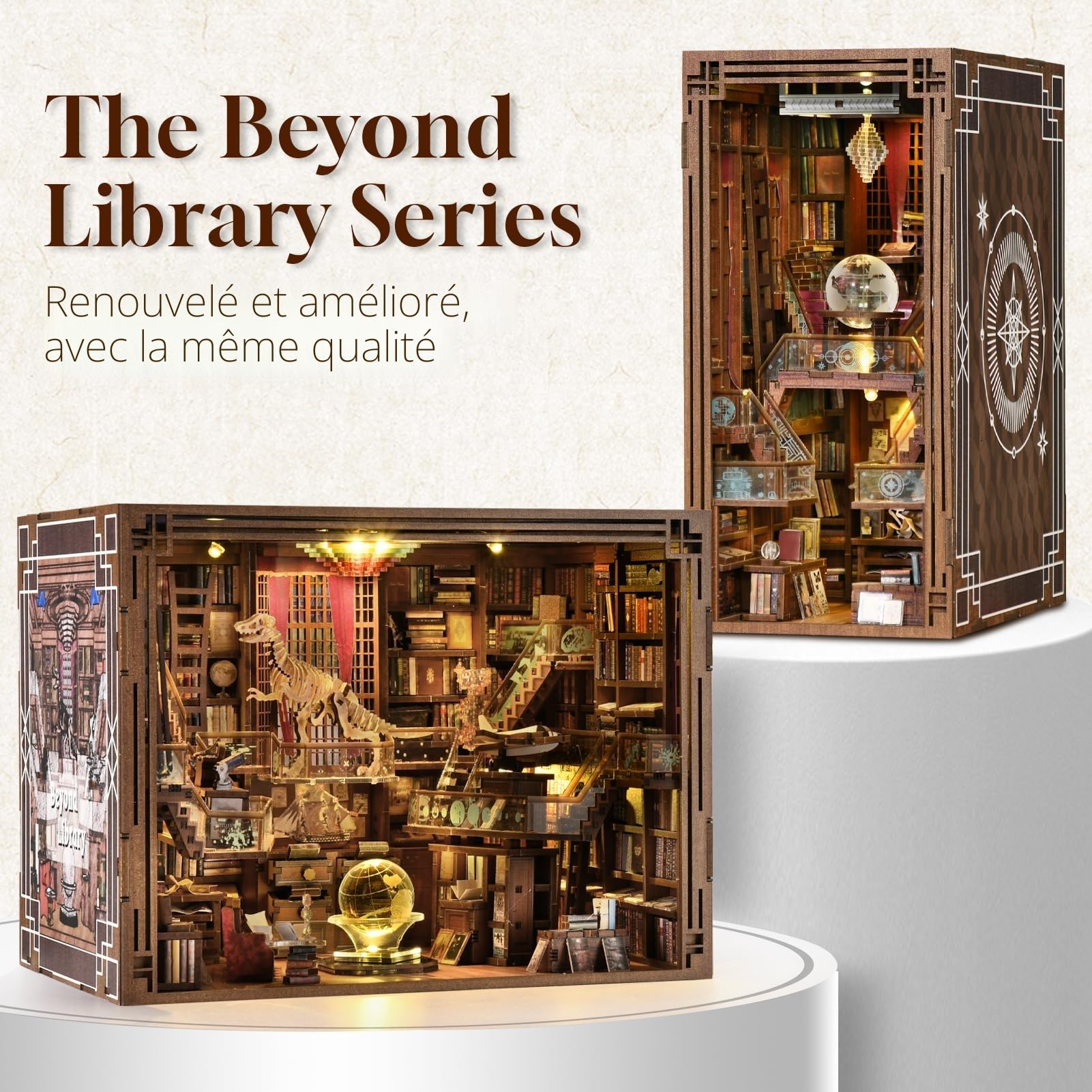 MiniCity Book Nook Kit - DIY Maison de poupée Miniature - Kit Booknook - Puzzle 3D en Bois - Serre-Livres - Décoration avec lumière LED - pour Adolescents et Adultes (Beyond Library Max)
