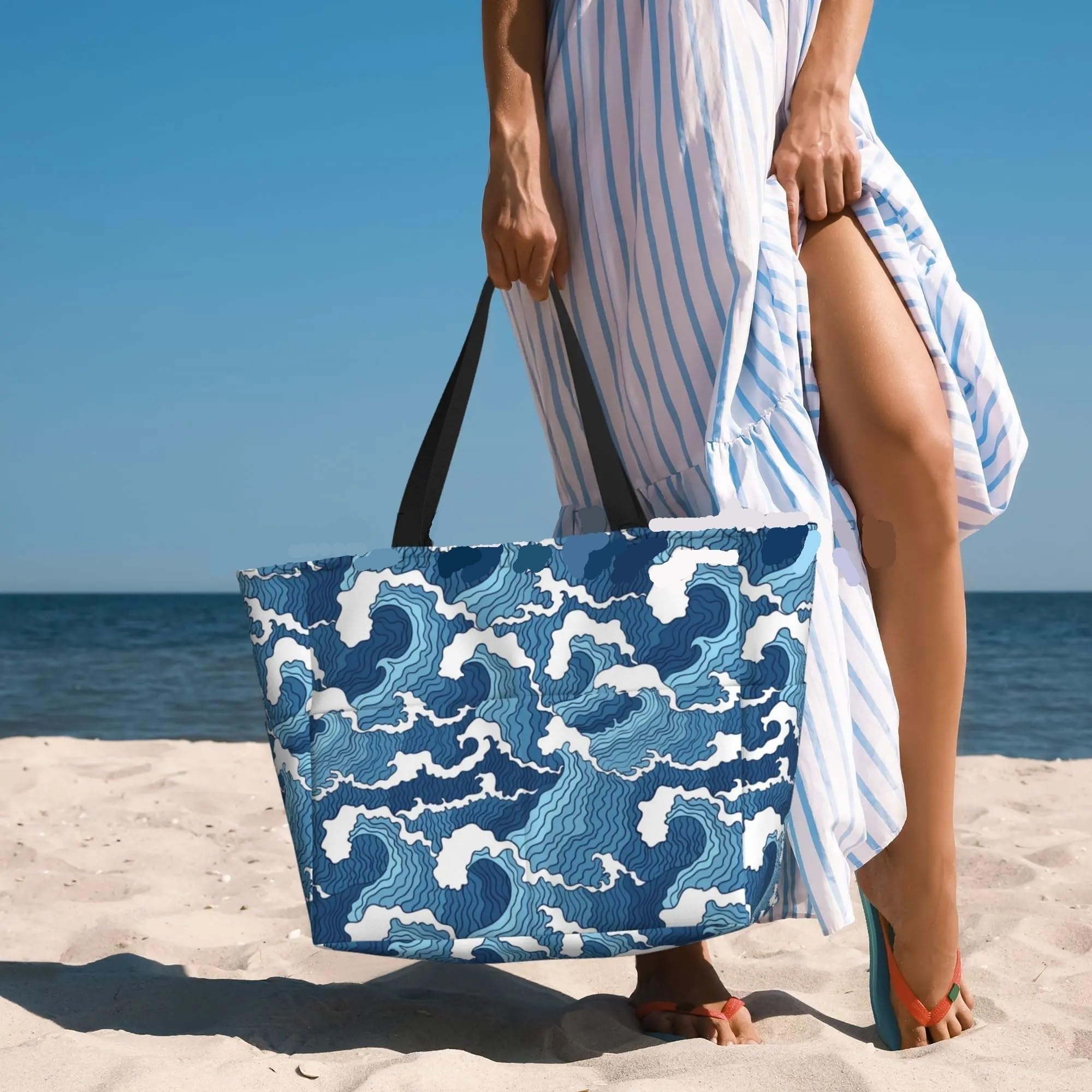 Bolsas de playa para mujer, a prueba de arena, bolsa grande para piscina, elegante bolsa de playa con cremallera para gimnasio, viajes