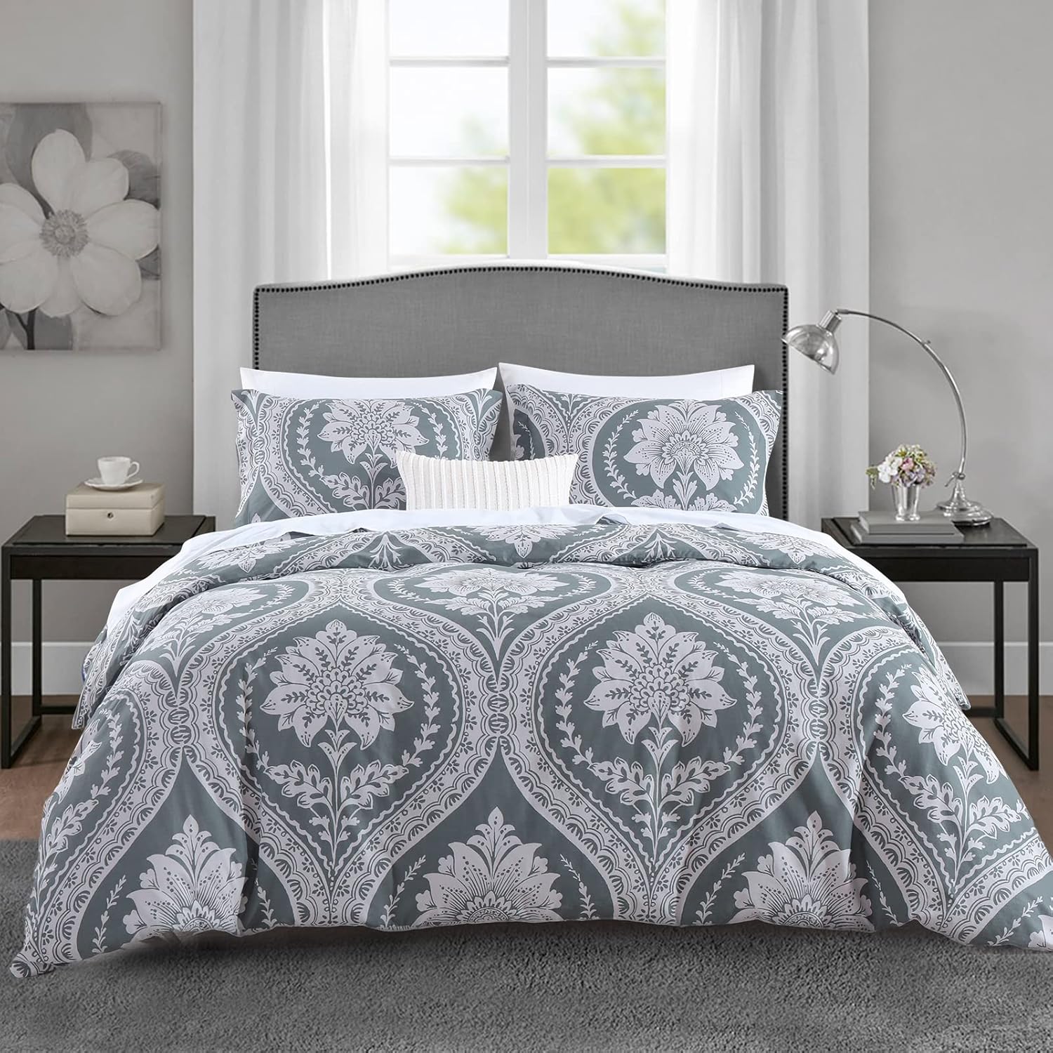 White Damask Duvet Cover King at Snyder blog