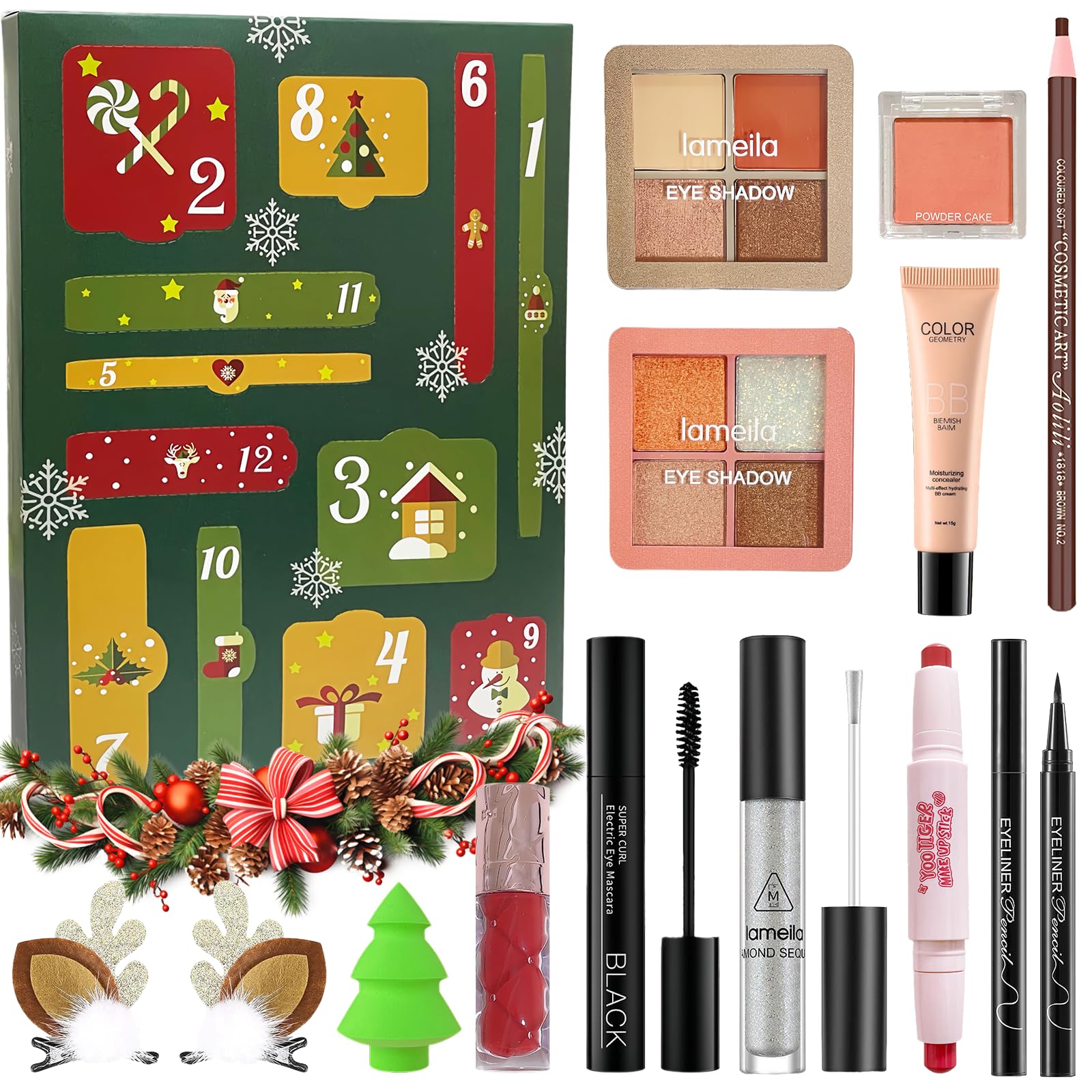 Makeup Advent Calendar 2026, 12 Days Christmas Makeup Gift Set for Women & Teens, Makeup Set Christmas Countdown Calendar, Make up Set for Girls, Holiday Surprise Make Up Kit for Women Full Kit Multicolor