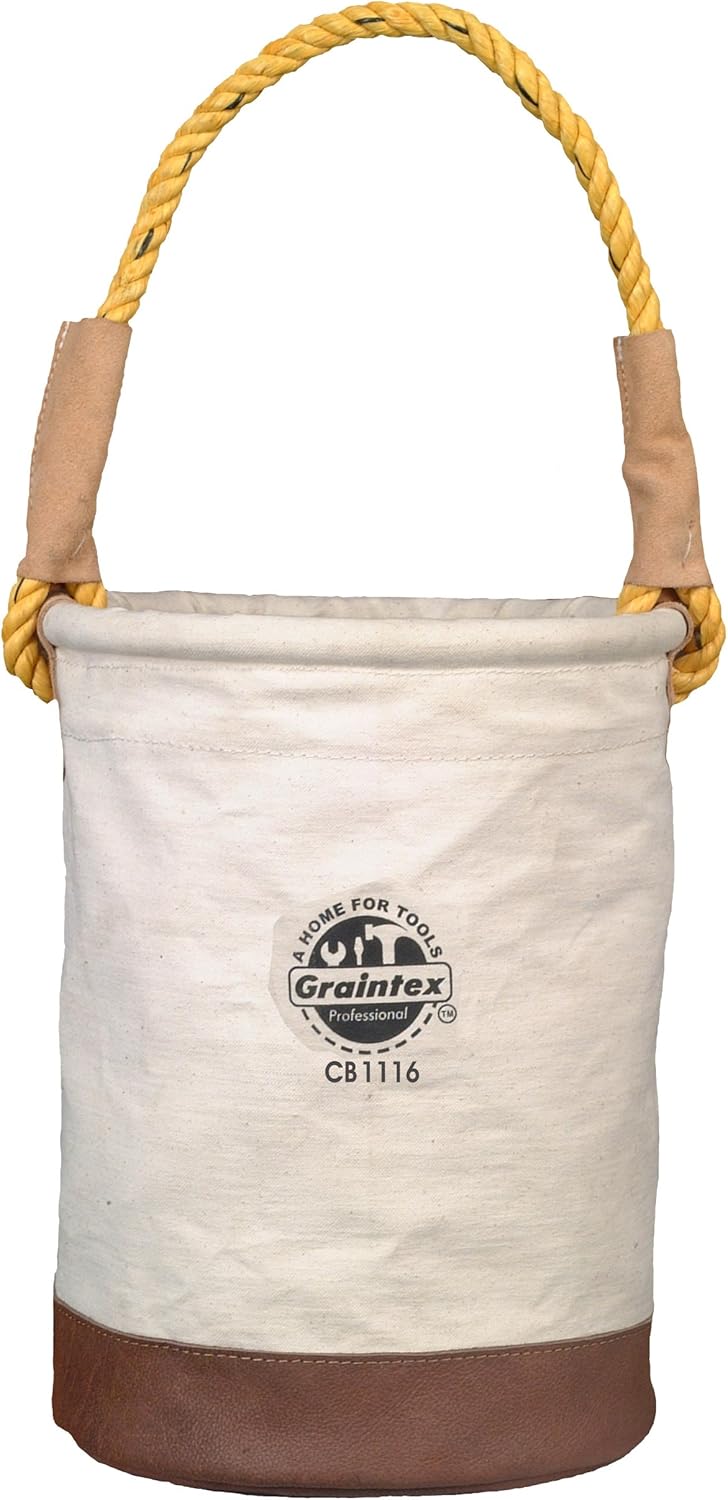 Graintex CB1126 Utility Canvas Bucket Plastic Bottom 12” x 16” Heavy Duty Canvas