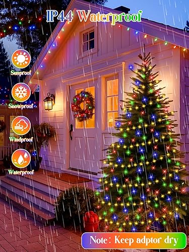 Miniatura 5 de Guirnalda de luces navideñas en racimo de 800 LED con destellos fluidos, 15 modos y temporizador, resistente al agua, para interiores, exteriores y