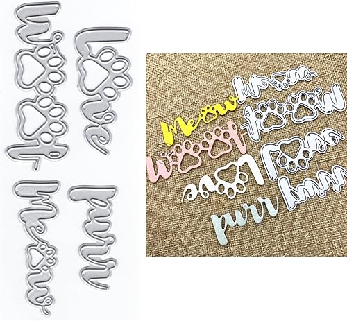 DzIxY Troqueles de corte de metal con diseño de pata de perro para hacer tarjetas, troquelados de papel en relieve, plantillas para máquina de