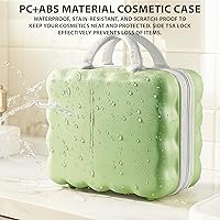 Vista 5 de Estuche de viaje de maquillaje rígido portátil de 14", Verde+blanco