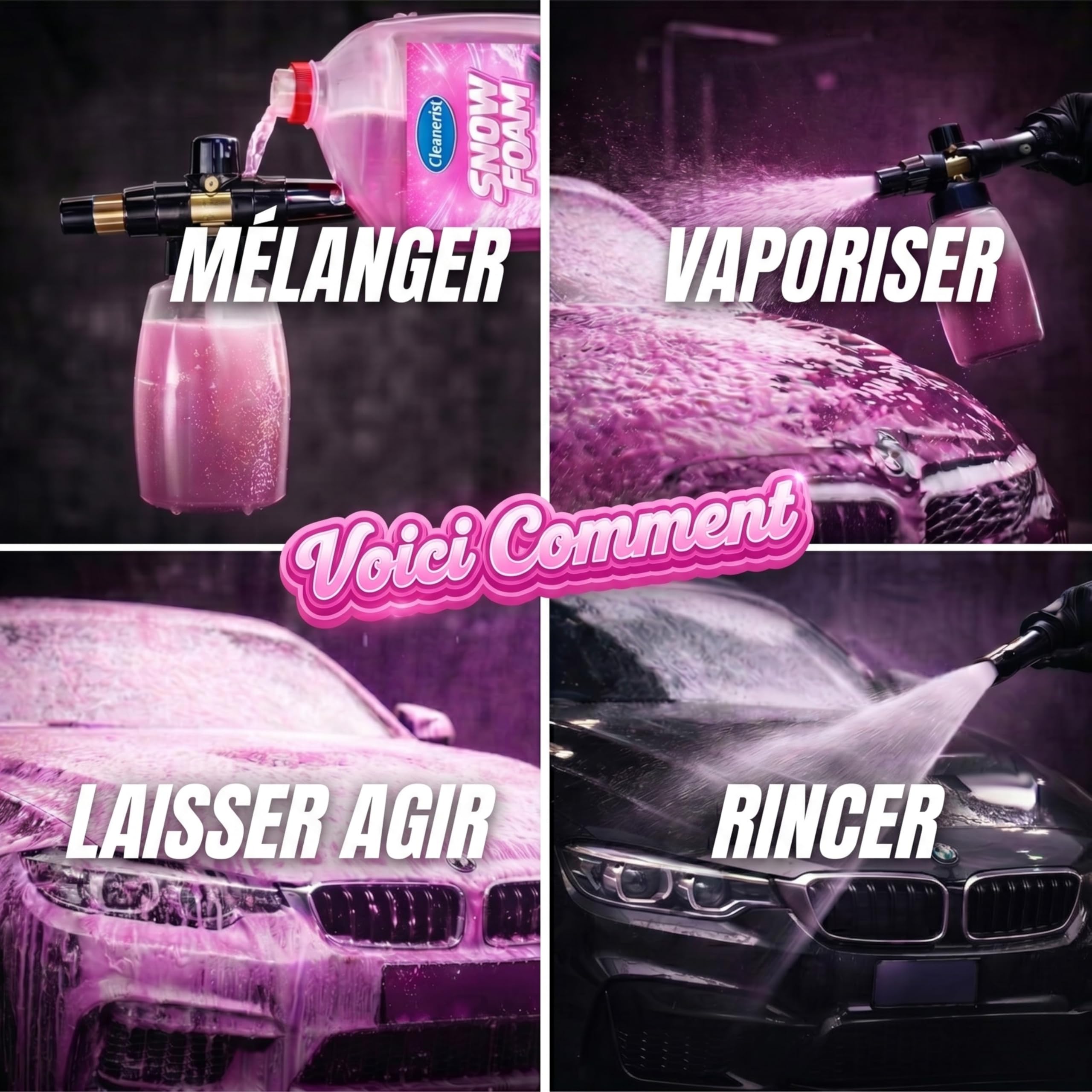 Cleanerist | Snow Foam Pink 5L concentré - shampoing auto prélavage actif pour canon à mousse - nettoyage dense voiture, moto, caravane et camping-car - parfum agrumes