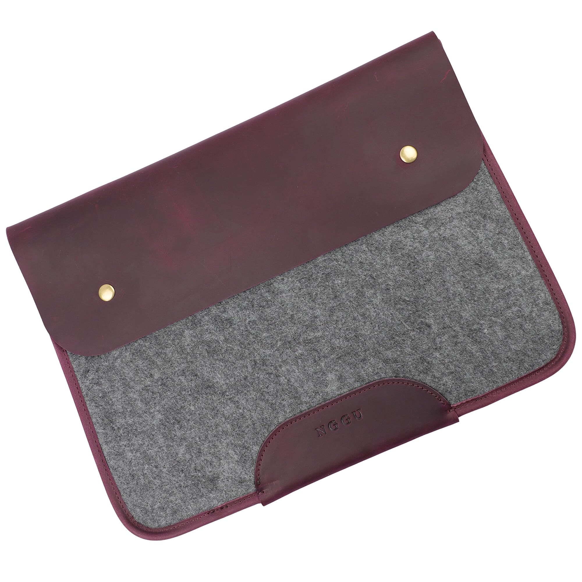 NGGU Premium Felt & Leather Laptop Sleeve - Durable 13-16 Inch Case for MacBook, Tablet & Laptop - Stylish & Protective - Big & Purple