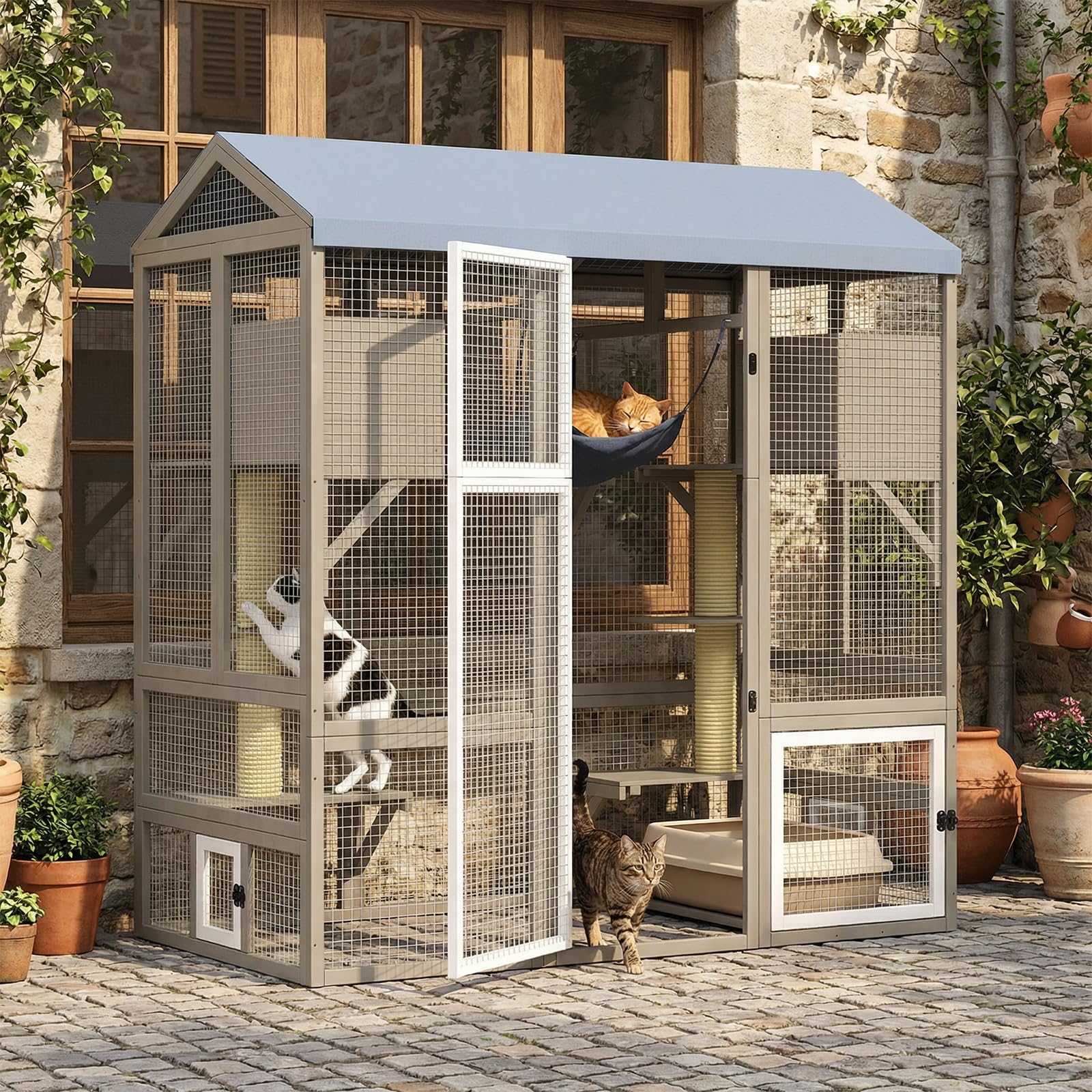 Large Walk-in Catio Outdoor Cat Enclosure with Window Access