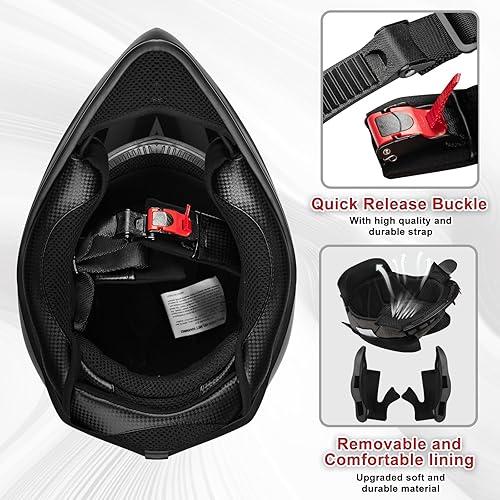 Miniatura 5 de Favoto Casco de motocross para adultos, aprobado por DOT, ligero, para motocrossATVUTV para hombres y mujeres, con visera extraíble y acolchado