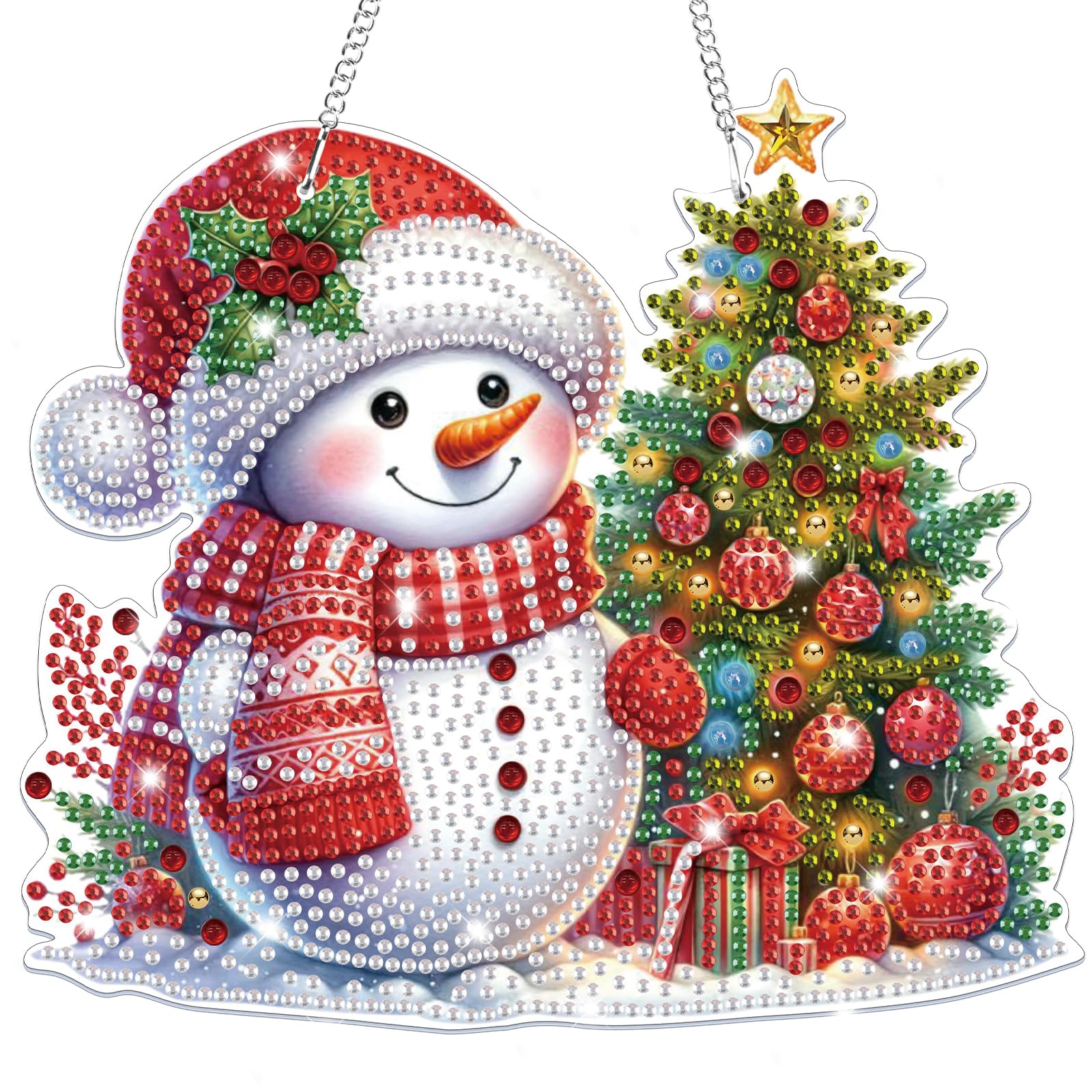 Lxmsja Christmas Diamond Art Hanging Ornaments with Chain
