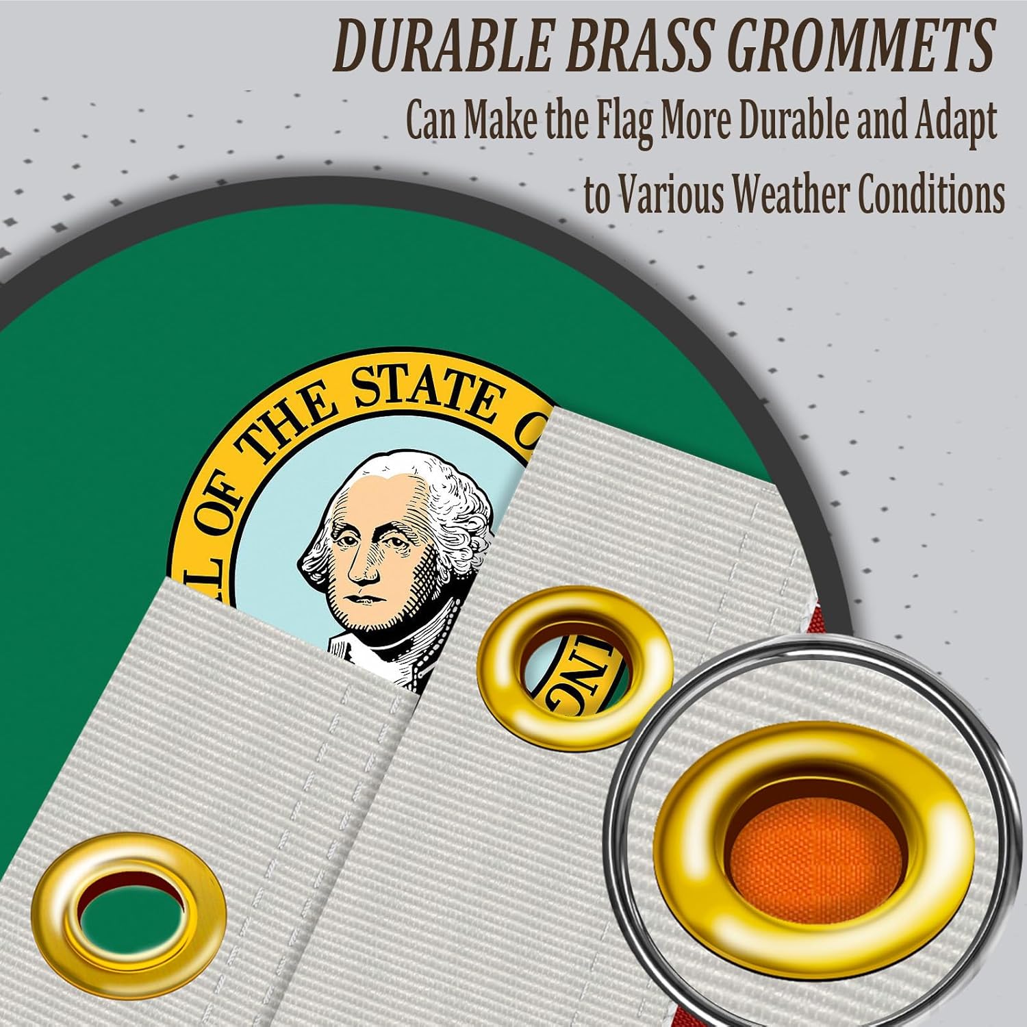 Washington State Flag 3x5 Double Sided Outdoor Heavy Duty University of Washington State Flags 3 Ply Polyester Material with 2 Metal Grommets, 4 Rows of Stitching - Image 6