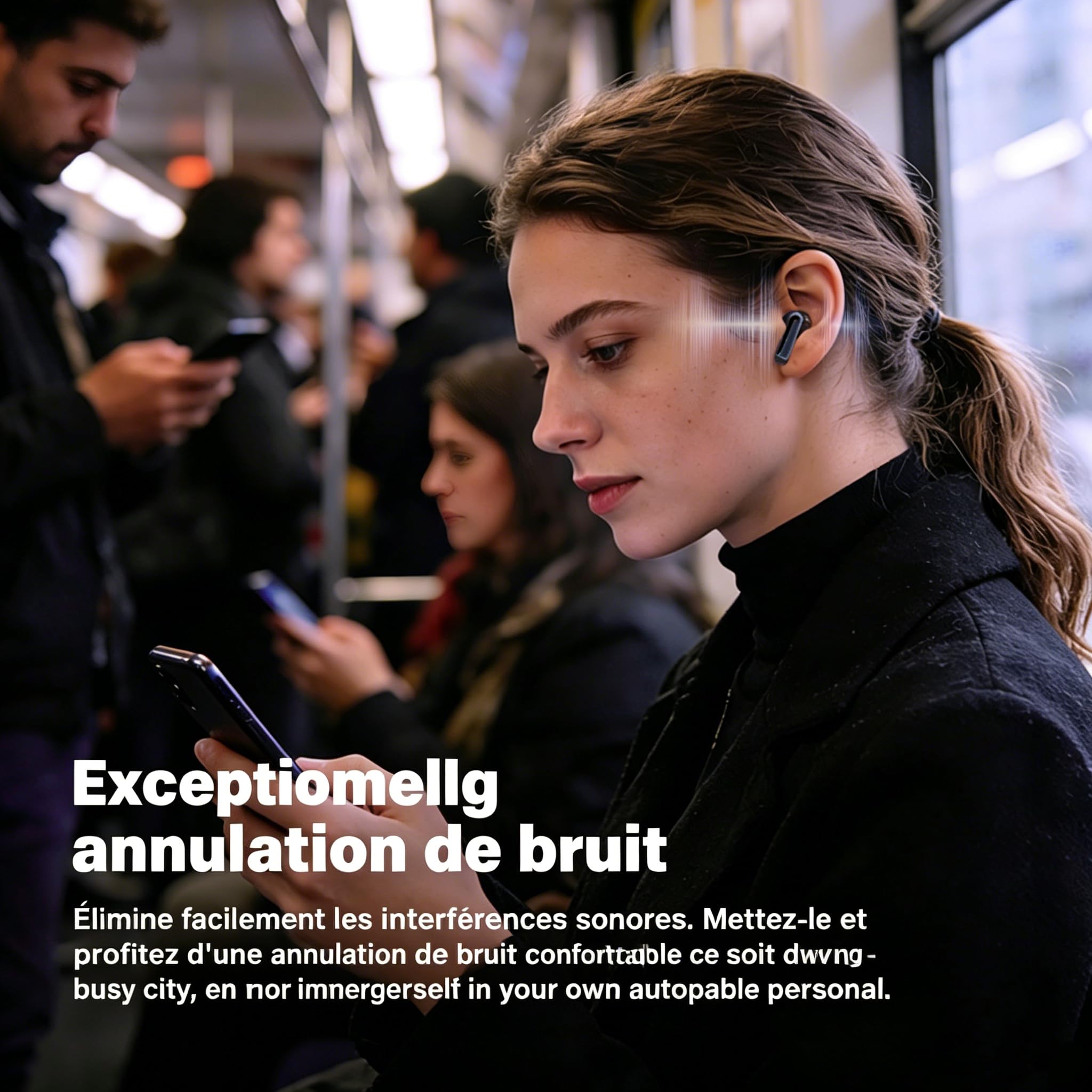 Ecouteur Traducteur Instantané 165 Langues Bluetooth 6.0 Écran Tactile 7 Modes Autonomie 60 h Noir