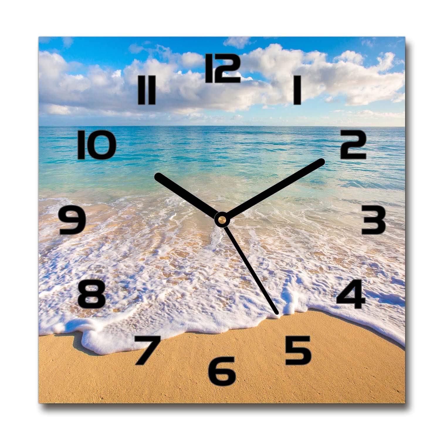 Horloge en verre 60x60cm Tulup imprimée plage hawaïenne silencieuse