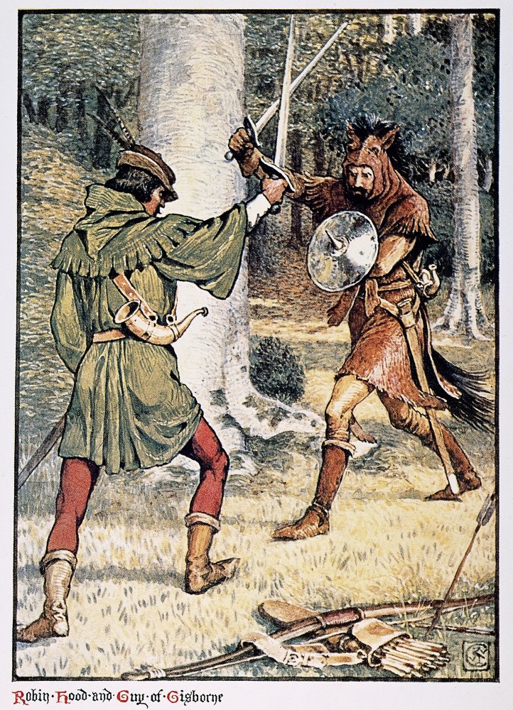 Gilbert Robin Hood Nrobin Hood Battling Guy Of Gisborne Illustration By Walter Crane For Robin Hood & The Men Of The Greenwood 1912 By Henry Gilbert Poster Print by (18 x 24)