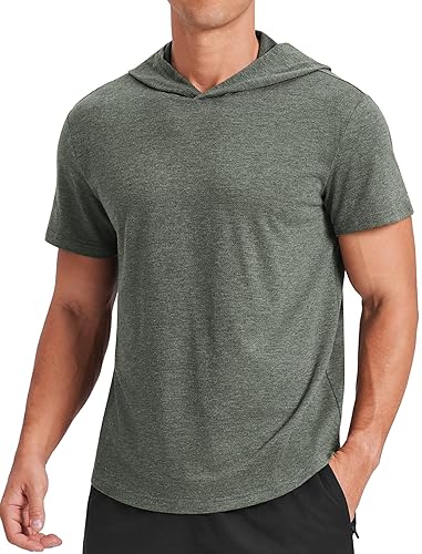 PINSPARK Short Sleeve Hoodies for Men Lightweight Pullover - Quick-Dry