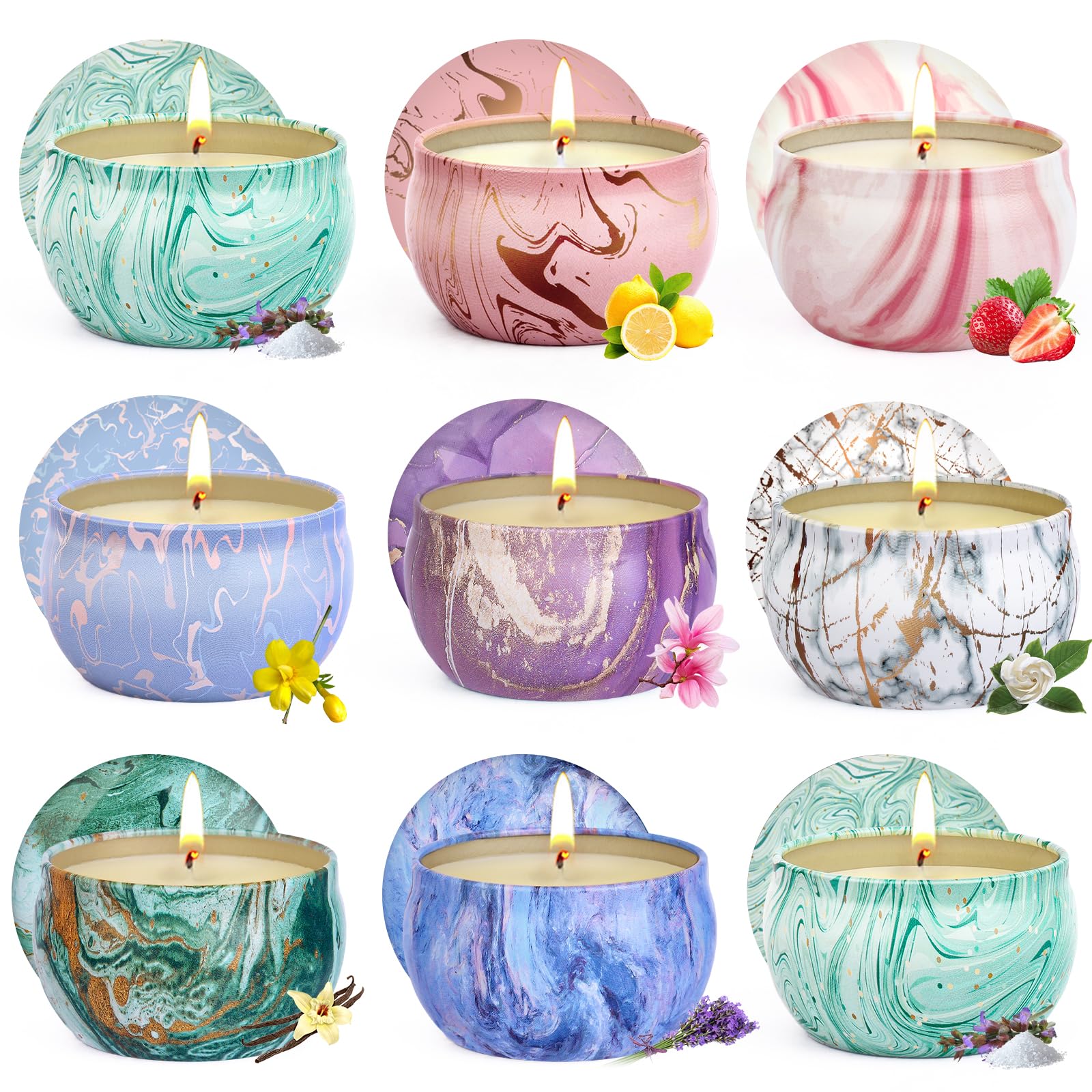 Velas Aromáticas, Cera de Soja Para Velas Perfumadas, Aromáticas Velas Aromaticas Para Regalo 9 Pack Para Mujer, Mamá, Velas Decorativas Set Regalo Mujer, Navidad, Cumpleaños, día de San Valentín