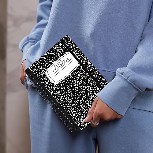 Miniatura 6 de Cuaderno de espiral, diario de tapa dura, cuaderno de espiral con rayas anchas, tamaño A5, 5.5 x 8.3 pulgadas, papel grueso de 80 GSM, 60 hojas de